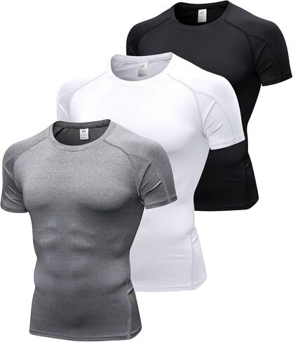 Men's Athletic Short Sleeve Compression Shirts Stretch Performance T-Shirt Running Workout Tops Quick Dry Base Layer in Saudi Arabia