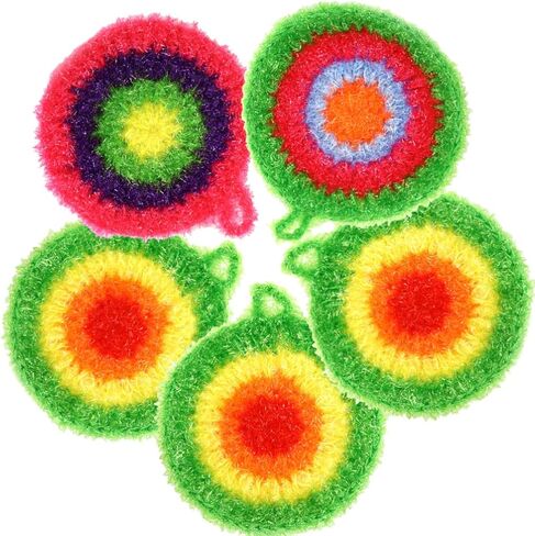 5Pcs Dish Sponge Cleaning Scrubber, 6.3in Round Polyester Dishwashing Swedish Sponges Cloth, Non Scratch and Odorless, Reusable Foam Cleaning Cloths, Hangable Kitchen Housework Scouring Pad in Kuwait
