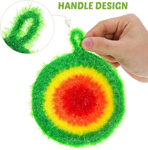 5Pcs Dish Sponge Cleaning Scrubber, 6.3in Round Polyester Dishwashing Swedish Sponges Cloth, Non Scratch and Odorless, Reusable Foam Cleaning Cloths, Hangable Kitchen Housework Scouring Pad in Kuwait