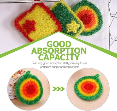 5Pcs Dish Sponge Cleaning Scrubber, 6.3in Round Polyester Dishwashing Swedish Sponges Cloth, Non Scratch and Odorless, Reusable Foam Cleaning Cloths, Hangable Kitchen Housework Scouring Pad in Kuwait