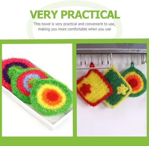 5Pcs Dish Sponge Cleaning Scrubber, 6.3in Round Polyester Dishwashing Swedish Sponges Cloth, Non Scratch and Odorless, Reusable Foam Cleaning Cloths, Hangable Kitchen Housework Scouring Pad in Kuwait