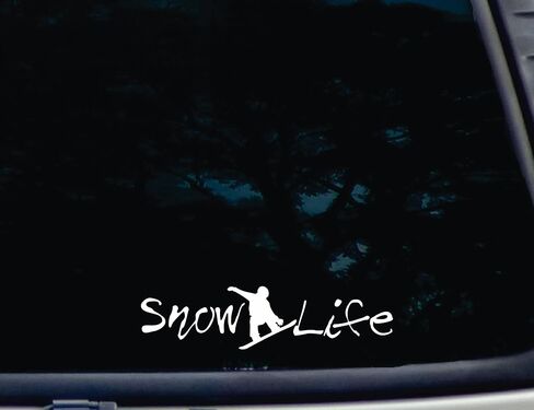 صورة Snow Life w Snowboarder - ملصق فينيل مقطوع بالقالب مقاس 8 × 2 بوصة للنوافذ والسيارات والشاحنات وصناديق الأدوات وأجهزة الكمبيوتر المحمولة وأجهزة MacBook - تقريبًا أي سطح صلب وأملس. صنع في الولايات المتحدة الأمريكية! in Kuwait
