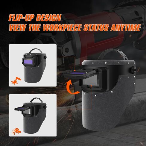 SHINE Leather Auto Darkening Welding Helmet, 1/1/1/2 True Color Flip-up Welding Mask,2x4 1/4 Variable Shade 4/9-13 Welding Hood in Kuwait