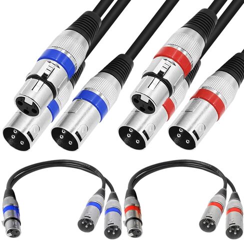 XLR 1 to 2 Splitter Microphone Cable, XLR Female to Dual XLR Male Balanced Patch Y MIC Cord (45cm/1.5FT) in Kuwait
