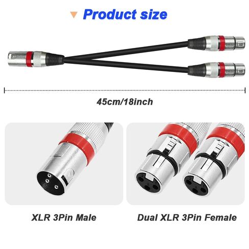 XLR 1 to 2 Splitter Microphone Cable, XLR Female to Dual XLR Male Balanced Patch Y MIC Cord (45cm/1.5FT) in Kuwait