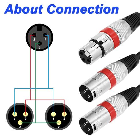 XLR 1 to 2 Splitter Microphone Cable, XLR Female to Dual XLR Male Balanced Patch Y MIC Cord (45cm/1.5FT) in Kuwait
