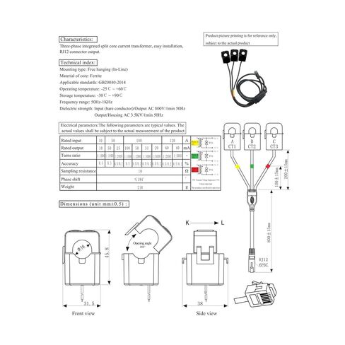 10A/50A/100A/120A 10mA/20mA/25mA/33mA/40mA/50mA/60mA/0.1A دقة 0.5% محول تيار أساسي سبليت (120A-60mA 0.5) in Kuwait