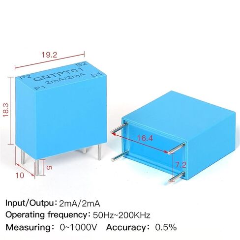 QNTCT01 محول تيار عالي التردد CT PCB Mount 200 1 1A/5mA 5A/25mA الجهد المستخدم لمحطات الشحن (QNTPT01 2mA 2mA) in Kuwait