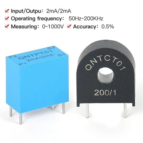 QNTCT01 محول تيار عالي التردد CT PCB Mount 200 1 1A/5mA 5A/25mA الجهد المستخدم لمحطات الشحن (QNTPT01 2mA 2mA) in Kuwait