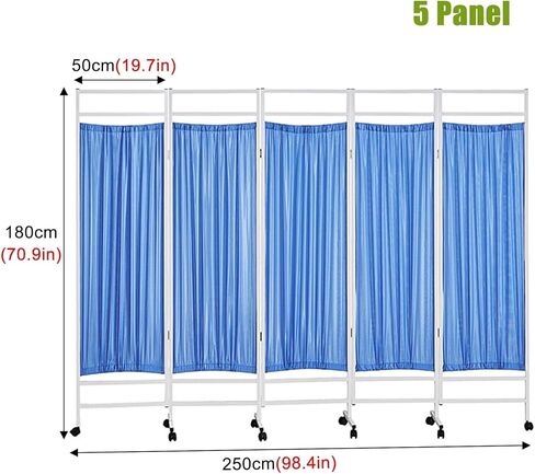 Rolling Medical Privacy Screen on Wheels, Medical Privacy Screen Portable, 3/4/5/6 Panel Indoor Temporary Room Partition Wall Fencing with Wheels, for Hospital/Clinic/War in Saudi Arabia