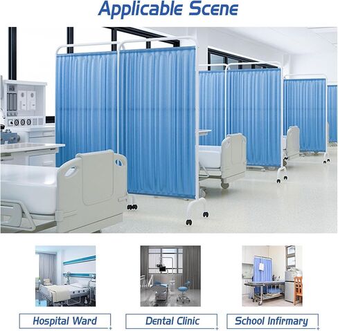 Mobile Medical Privacy Screen,1/2/3/4/5 Panels Folding Rolling Privacy Screen,6ft High Standing Door Partition with Wheels for Clinic/Beauty Salon/Office(Blue,5-Panel) (W in Saudi Arabia