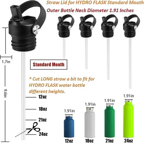 Straw Lid for Hydroflask, Lids with Straw for Hydro Flask 18 21 24 oz Standard Mouth, Replacement Sport Cap for HydroFlask Top Lid with Flexible Handle, Sport Water Bottle Cap Accessories in Kuwait