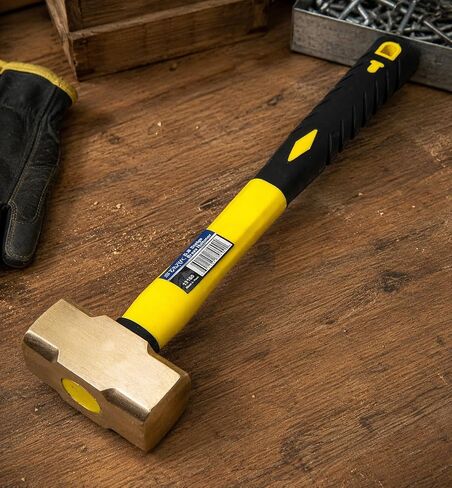 Stark USA 2-Pounds Sledge Hammer 2lbs Brass Head Fiber Glass Brass Sledge Hammer Impact Tool Hammer Comfortable Handle in Kuwait