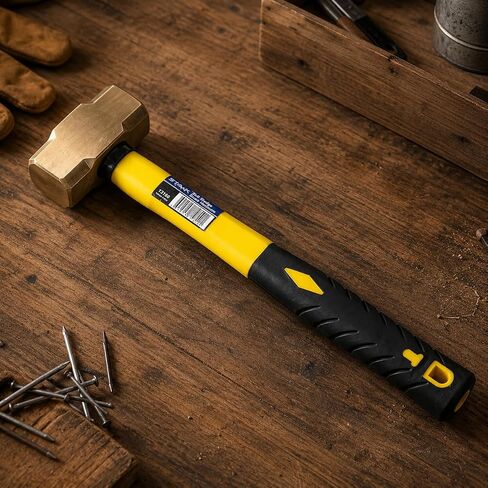 Stark USA 2-Pounds Sledge Hammer 2lbs Brass Head Fiber Glass Brass Sledge Hammer Impact Tool Hammer Comfortable Handle in Kuwait