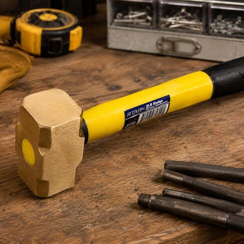 Stark USA 2-Pounds Sledge Hammer 2lbs Brass Head Fiber Glass Brass Sledge Hammer Impact Tool Hammer Comfortable Handle in Kuwait
