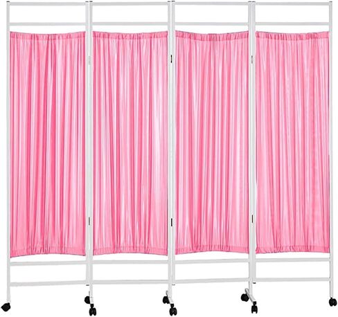 4 Panel Foldable Medical Privacy Screen - Room Divider Screens, Indoor Temporary Room Partition Wall, Metal Iron Frame Medical Privacy Screen Portable, Fencing with Wheel in Saudi Arabia