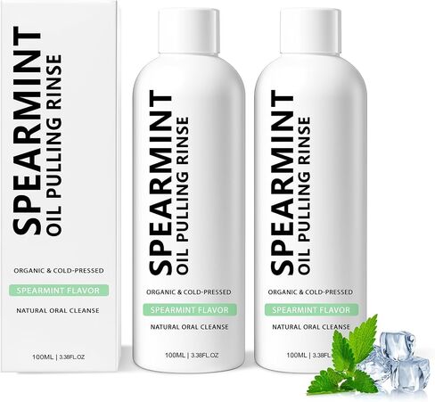 Spearmint Oil Pulling Rinse, Cold-Pressed Coconut Mouthwash for Teeth,Natural Peppermint Pulling Oil to Help Maintain Gum Health and Freshen Breath (1) in Saudi Arabia