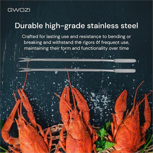 Crab Forks Set of 6 - Lobster Forks 6.5x0.08 Inches - Stainless Steel Seafood Forks and Picks - Tools for Lobster, Crab, Nuts & Fruits in Kuwait