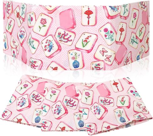 JarThenaAMCS 4Pcs Chinoiserie Mahjong Card Holder Protector Vintage Pink Print Mahjong Card Sleeves Soft Plastic Large Scorecard Cover for Organizer Accessories Storage in Kuwait