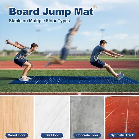 Standing Broad Jump Mat, 12 Foot Long Jump Mat for Home Gyms and PE | Non-Slip Jump Mat Supports Broad Jump Progress Tracking for Home Gyms, School PE, Youth Training, Jump Rope and Stretching in Kuwait