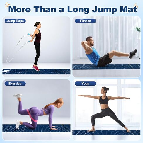 Standing Broad Jump Mat, 12 Foot Long Jump Mat for Home Gyms and PE | Non-Slip Jump Mat Supports Broad Jump Progress Tracking for Home Gyms, School PE, Youth Training, Jump Rope and Stretching in Kuwait