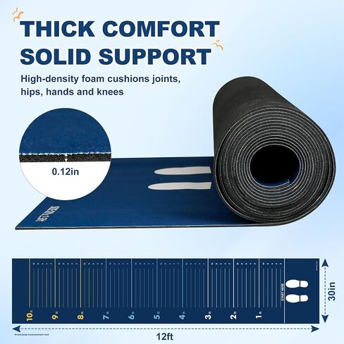 Standing Broad Jump Mat, 12 Foot Long Jump Mat for Home Gyms and PE | Non-Slip Jump Mat Supports Broad Jump Progress Tracking for Home Gyms, School PE, Youth Training, Jump Rope and Stretching in Kuwait