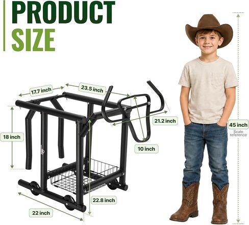 Rolling Roping Dummy for Kids and Adults, Heading and Heeling Dummy with Galvanized Steel Steer Head, Mobile Calf Practice On Wheels for Steer Roping Beginners | Helps beginners and young riders practice roping skills safely and easily in Kuwait