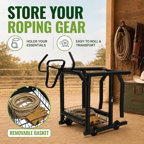 Rolling Roping Dummy for Kids and Adults, Heading and Heeling Dummy with Galvanized Steel Steer Head, Mobile Calf Practice On Wheels for Steer Roping Beginners | Helps beginners and young riders practice roping skills safely and easily in Kuwait