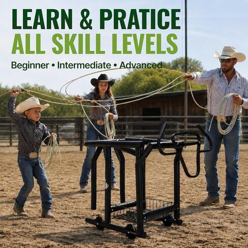 Rolling Roping Dummy for Kids and Adults, Heading and Heeling Dummy with Galvanized Steel Steer Head, Mobile Calf Practice On Wheels for Steer Roping Beginners | Helps beginners and young riders practice roping skills safely and easily in Kuwait