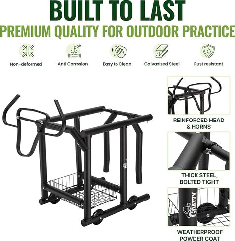 Rolling Roping Dummy for Kids and Adults, Heading and Heeling Dummy with Galvanized Steel Steer Head, Mobile Calf Practice On Wheels for Steer Roping Beginners | Helps beginners and young riders practice roping skills safely and easily in Kuwait