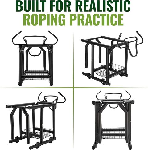 Rolling Roping Dummy for Kids and Adults, Heading and Heeling Dummy with Galvanized Steel Steer Head, Mobile Calf Practice On Wheels for Steer Roping Beginners | Helps beginners and young riders practice roping skills safely and easily in Kuwait