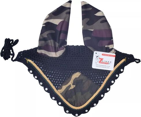 Camouflage All Purpose English Saddle Pad with Matching Fly Bonnet – Handmade Jumping Saddle Pad Set in Kuwait