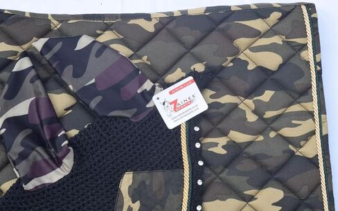 Camouflage All Purpose English Saddle Pad with Matching Fly Bonnet – Handmade Jumping Saddle Pad Set in Kuwait