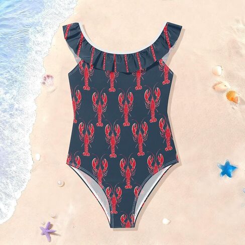 Aflyko Ocean Toddler Girl Swimwear One-Piece Soft Stretch Bathing Suit Ruffle Trim in Kuwait