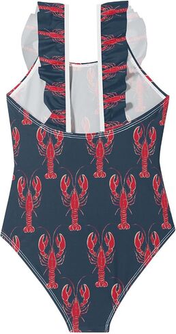 Aflyko Ocean Toddler Girl Swimwear One-Piece Soft Stretch Bathing Suit Ruffle Trim in Kuwait