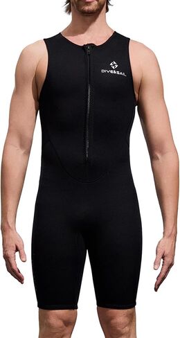 Moily Mens 2mm Neoprene Shorty Wetsuit Bodysuit Sleeveless Front Zipper Athletic Swimsuit Diving Water Sports Swimwear in Kuwait