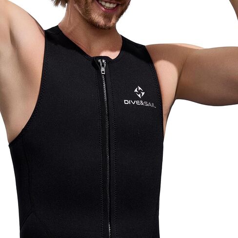 Moily Mens 2mm Neoprene Shorty Wetsuit Bodysuit Sleeveless Front Zipper Athletic Swimsuit Diving Water Sports Swimwear in Kuwait