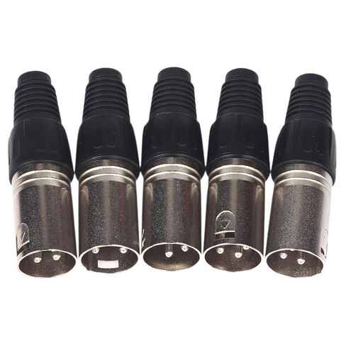 5-Pack 3-Pin XLR Male Connectors – Professional XLR Male Adapter Plugs for Microphone & Audio Cables in Kuwait
