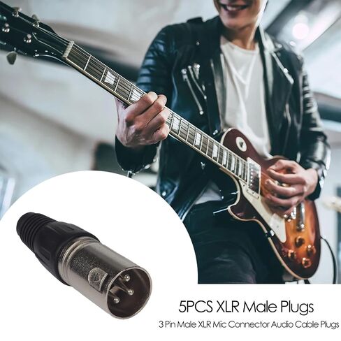 5-Pack 3-Pin XLR Male Connectors – Professional XLR Male Adapter Plugs for Microphone & Audio Cables in Kuwait