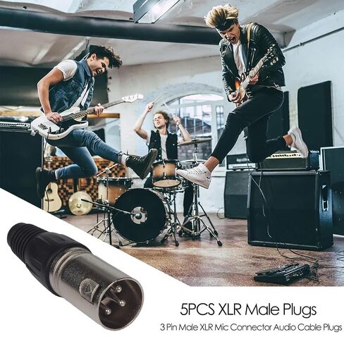 5-Pack 3-Pin XLR Male Connectors – Professional XLR Male Adapter Plugs for Microphone & Audio Cables in Kuwait