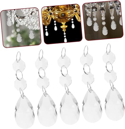NUOBESTY 10pcs Crystal Chandelier Pendant Light Decoration Drop Style Hanging Crystals DIY Lamp Decor for Weddings and Home Interiors in Kuwait