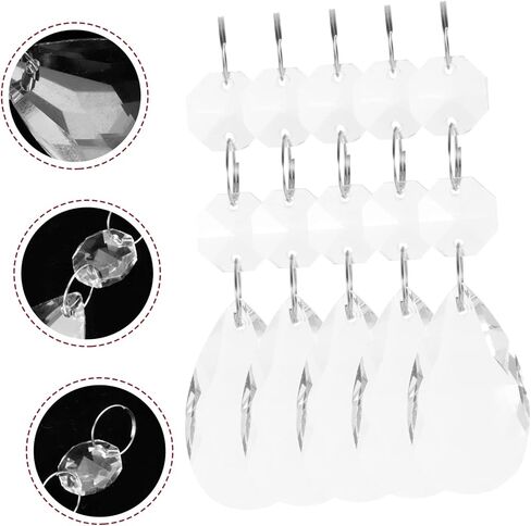 NUOBESTY 10pcs Crystal Chandelier Pendant Light Decoration Drop Style Hanging Crystals DIY Lamp Decor for Weddings and Home Interiors in Kuwait