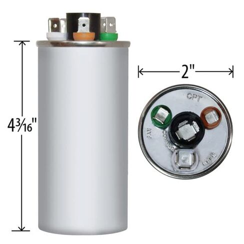 30/7.5 فائق التوهج MFD 370 440 VAC مكثف تشغيل مزدوج JustCapacitors بديل متوافق لـ AmRad USA2272B P/N RA2000/37-44(306+755) in Kuwait