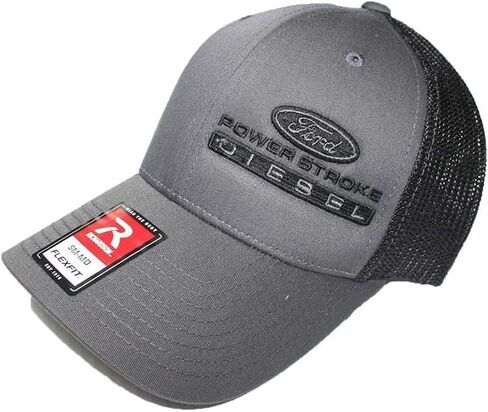 قبعة Ford Powerstroke Trucker Richardson رمادي فحمي وشبكة سوداء مرنة تناسب sm/md in Kuwait