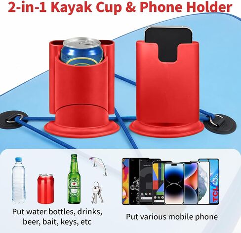 Premium 2-in-1 Paddle Board Cup Holder, Non-Slip Kayak Drink and Phone Holder with Secure Lock System, Universal Cup Holder for SUP, Boat, Surfboard, Canoes, Paddleboard Accessories (Orange) in Kuwait