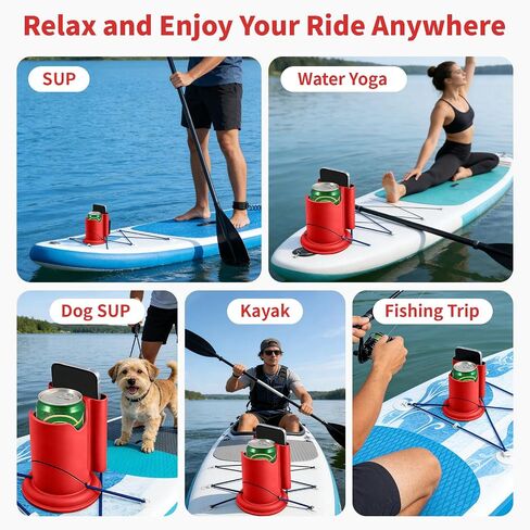 Premium 2-in-1 Paddle Board Cup Holder, Non-Slip Kayak Drink and Phone Holder with Secure Lock System, Universal Cup Holder for SUP, Boat, Surfboard, Canoes, Paddleboard Accessories (Orange) in Kuwait