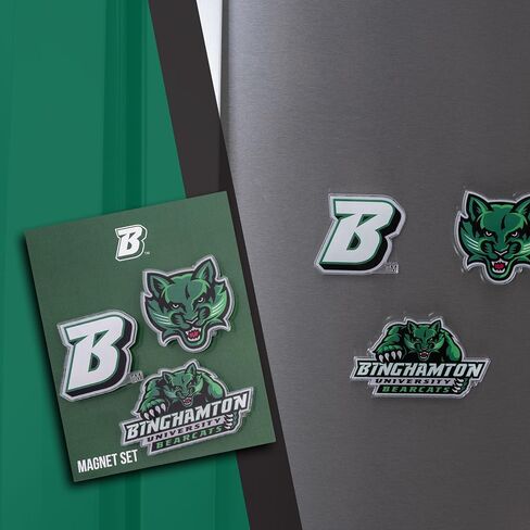 مغناطيس أكريليك من جامعة صبار الصحراء بينغهامتون، 3 عبوات من تصميم BU Bearcats الزخرفي مرخص رسميًا (مجموعة المغناطيس A) in Kuwait