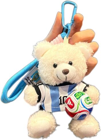 Cute Football Bear Plush Keychain, Bag Charm, Soccer Fan Gift, Backpack Pendant for Teens and Adults in Kuwait