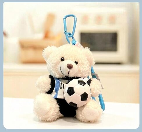 Cute Football Bear Plush Keychain, Bag Charm, Soccer Fan Gift, Backpack Pendant for Teens and Adults in Kuwait
