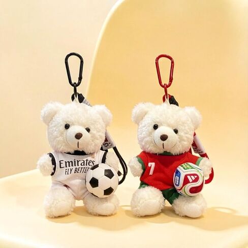 Cute Football Bear Plush Keychain, Bag Charm, Soccer Fan Gift, Backpack Pendant for Teens and Adults in Kuwait
